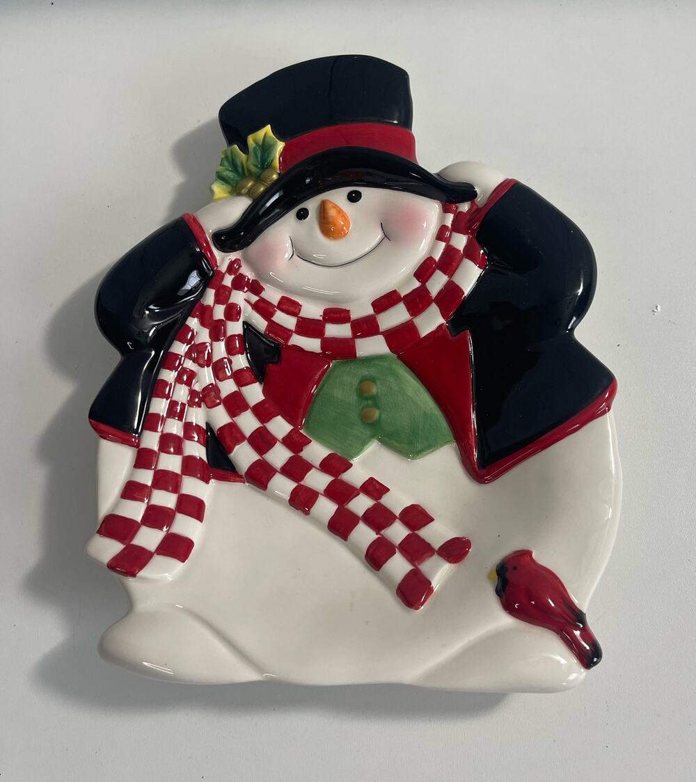 2004 Fitz and Floyd "Holly Jolly" Snowman Decorative  Plate